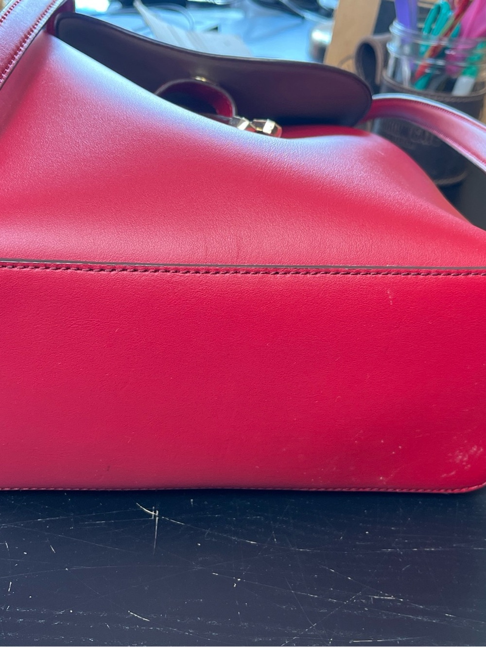 Ralph Lauren Red Leather Backpack with Gold Hardware - Picture 7 of 11